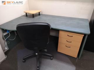 Office Workstation Desk w/ Chair, Mobile Drawer, & More