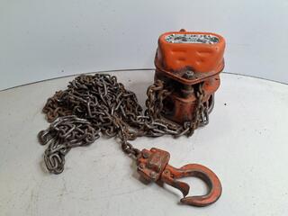 Orange chain block hoist with hook