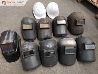 11x Assorted Welders Masks & Standard Safety Helmets