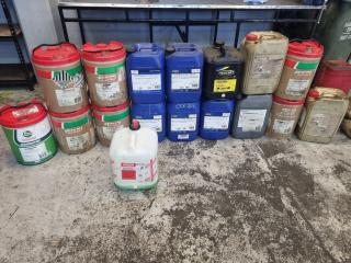 17x Partial 20L Jugs of Engine Oils, Transmission, & More