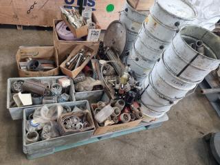 Pallet of Fastening Hardware, Grinding Wheels, Pipe Fittings & More