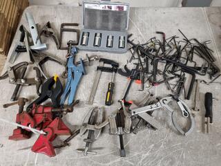 Assorted Tools, Clamps, Hex Keys, Pullers, & More