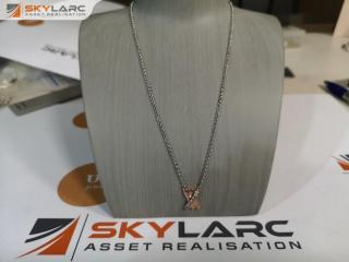 Sterling Silver & Rose Gold Vermel Necklace w/ Shiny Stones