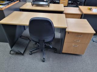 Office Desk w/ Mobile Drawers, Chair, & Foot Rest