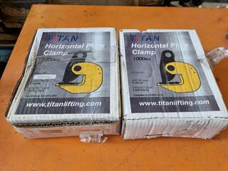 2x Titan Horizontal Plate Clamps, 1000kg Capacity