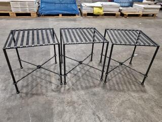 3x Classic Styled Iron Bar Night Stands or Lamp Tables