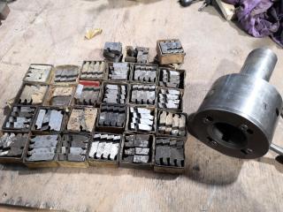 Lathe Pipe Threading Taping Chuck w/ Assorted Inserts