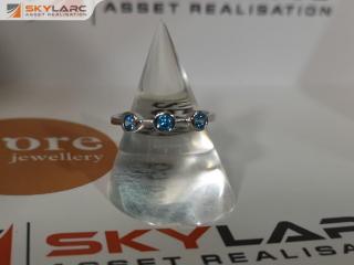 Tripple Round Brilliant Stack Ring | Topaz Blue | MJJ for ORE