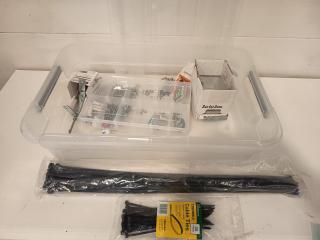 Plastic Container with Zip ties and Screws