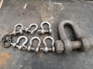 8x Assorted Lifting D-Shackles & Hamnerlock