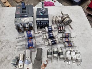 Assorted Industrial Electrical Circuit Breakers, Fuses, & More