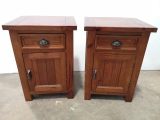 2x Solid Wood Nightstand Cabinets