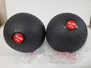 2x XLR8 3kg Dura Grip Slam Balls, New