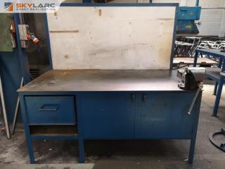 Heavy Duty Steel Workshop Workbench w/ Built in Storage