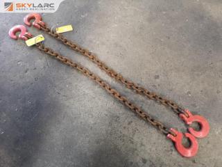 2x 2500kg Lifting Chains w/ Hooks