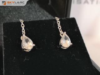 Silk & Steel Connected Sterling Silver Earrings w/ Rose Quartz Stones
