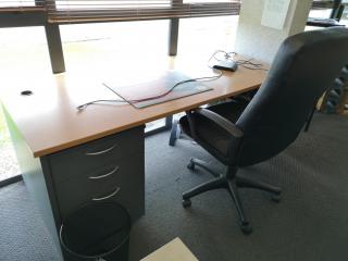 Office Workstation Desk w/ Chair & Mobile Drawer Unit